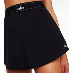Alo Match Point Tennis Skirt Black Athletic Active Shorts Sports Mini Skort L